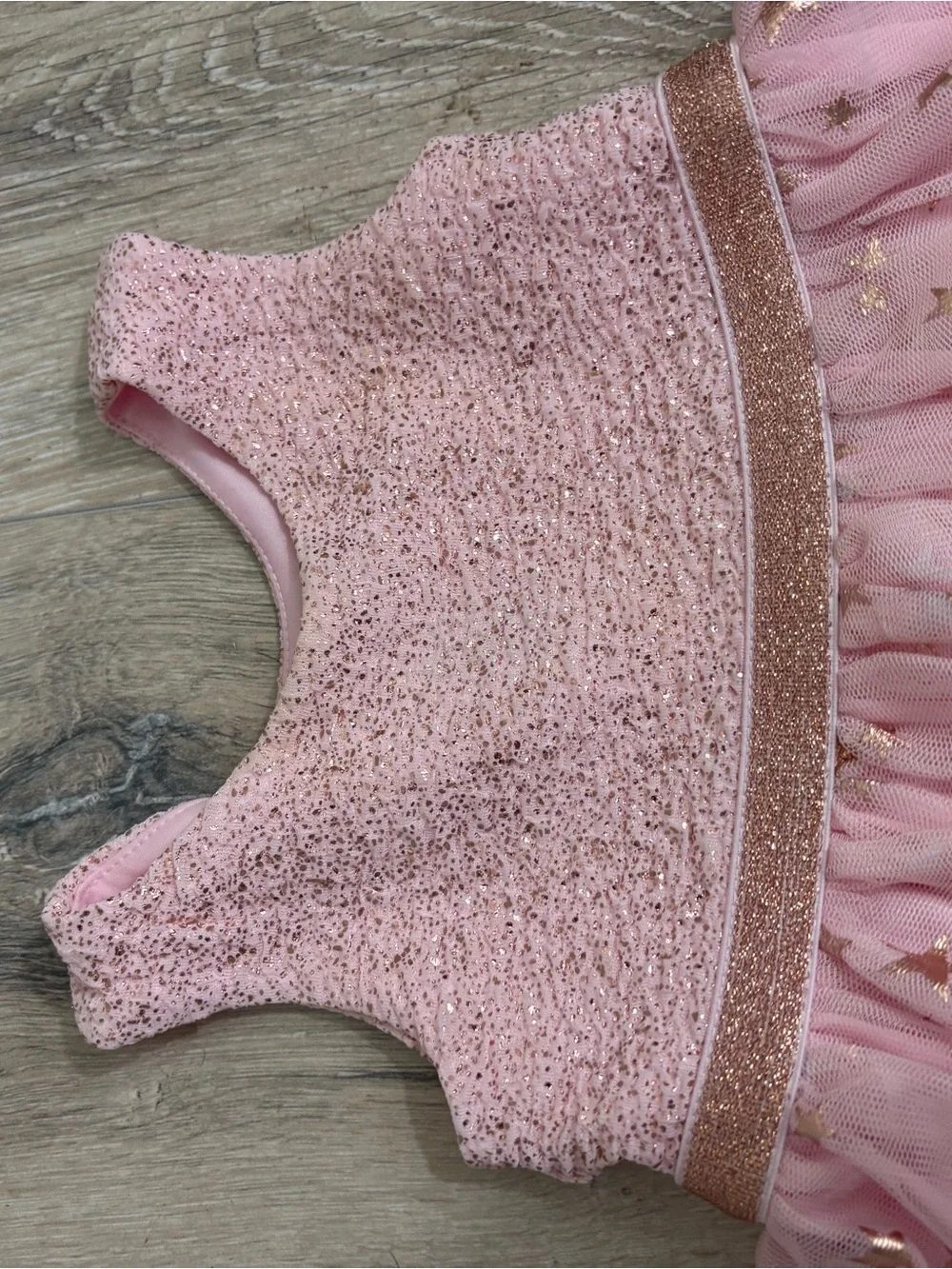 The Children's Place Pink & Gold Star Tulle Party Dress